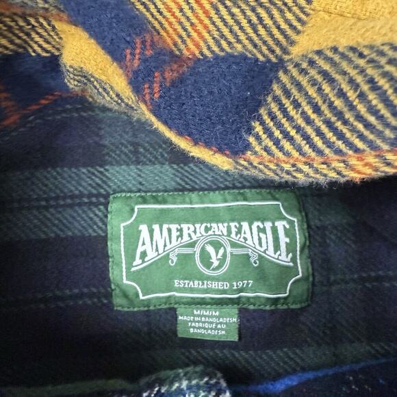 American Eagle Patchwork Button Shirt M Skater Grunge Farmcore Cabincore Rustic - Picture 7 of 13